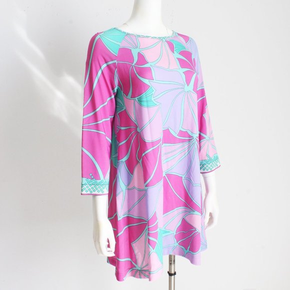 Averardo Bessi Dress Silk Jersey Abstract Leaf Print - Picture 2 of 9